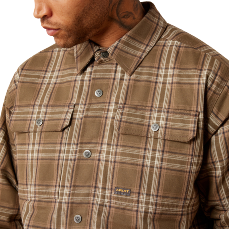 Ariat Men's Rebar Flannel Insulated Shirt Jacket - Canteen-4