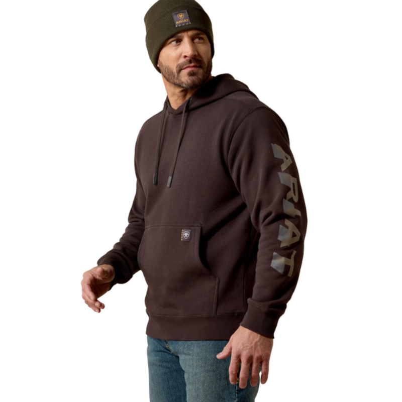 Ariat Men's Rebar Lightweight Logo Hoodie - Licorice/Canteen