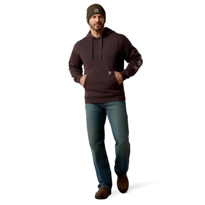 Ariat Men's Rebar Lightweight Logo Hoodie - Licorice/Canteen-3