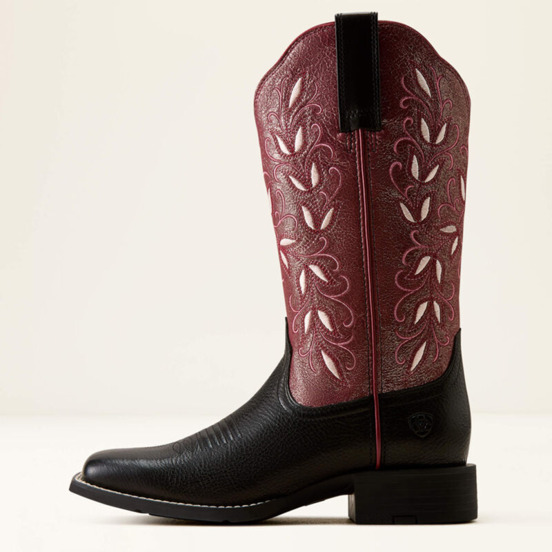 Ariat Women's Round Up Holly Wide Square Toe Western Boot - Obsidian-1