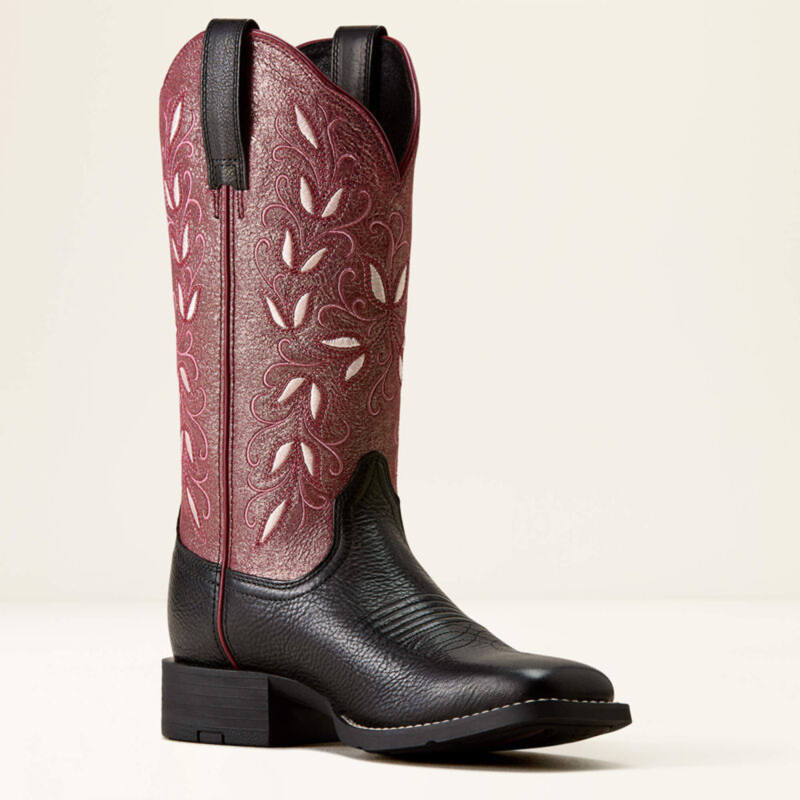 Ariat Women's Round Up Holly Wide Square Toe Western Boot - Obsidian-3
