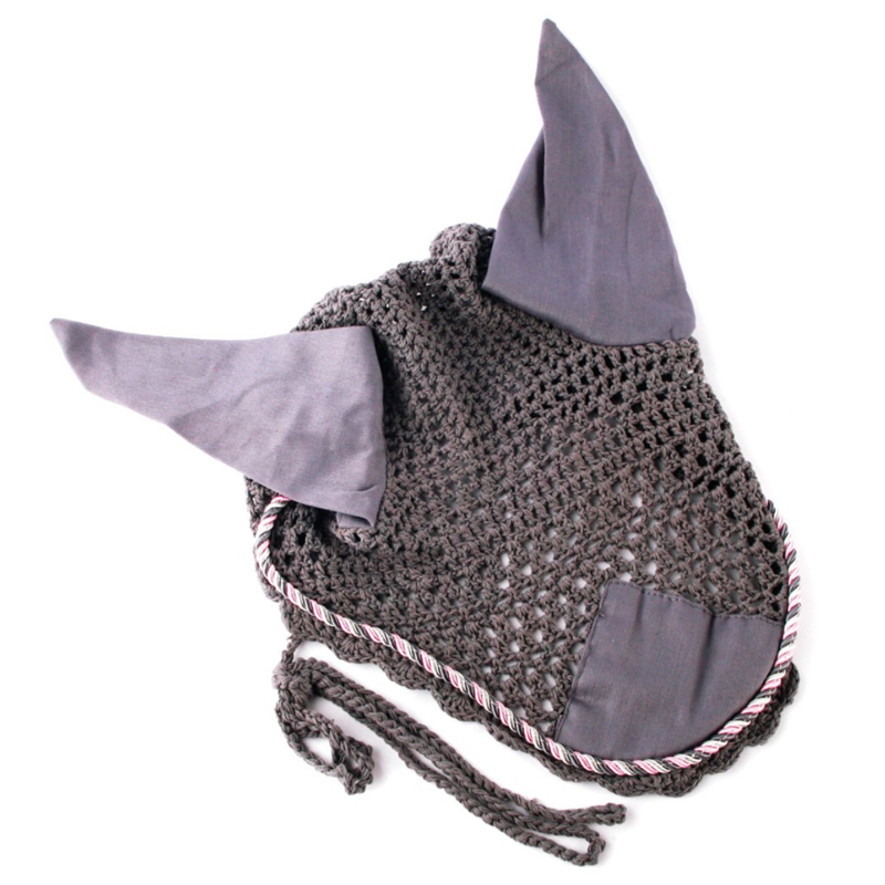 Hy Deluxe Cotton Fly Veil with Cord Binding - Grey/Pink/Silver Cord-1