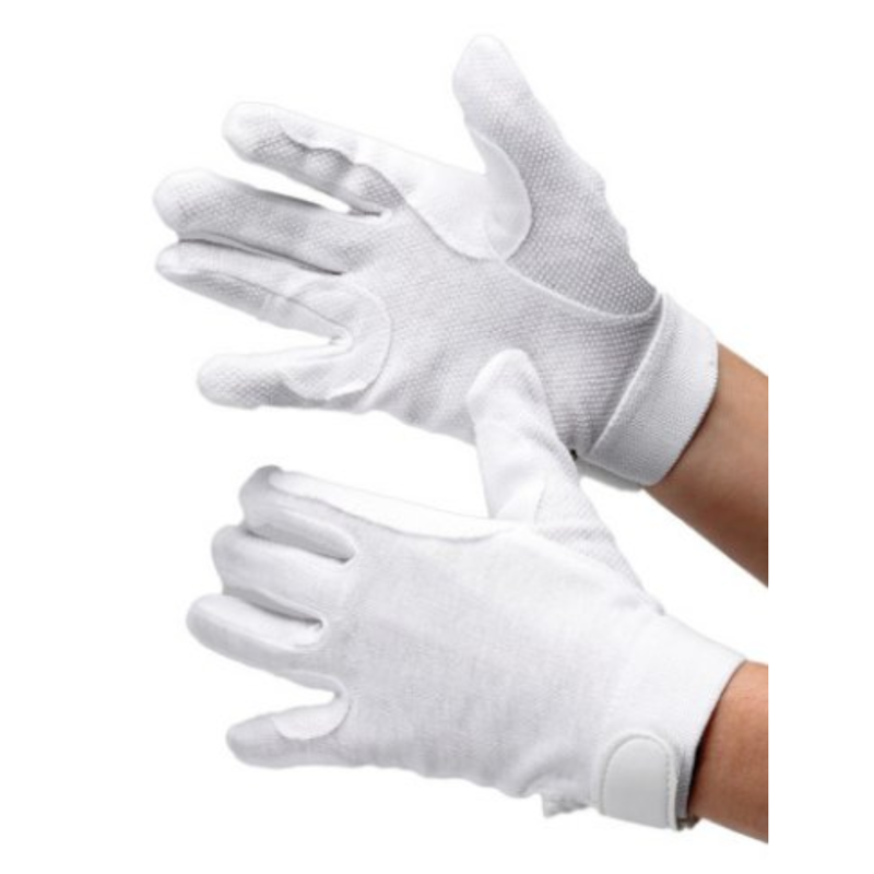 Hy Equestrian Cotton Pimple Palm Gloves - White - XXS