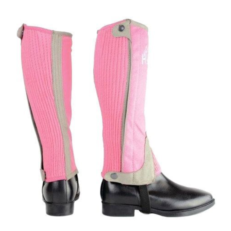 Hy Equestrian Children's Two Tone Amara Half Chaps - Pink/Grey - Large