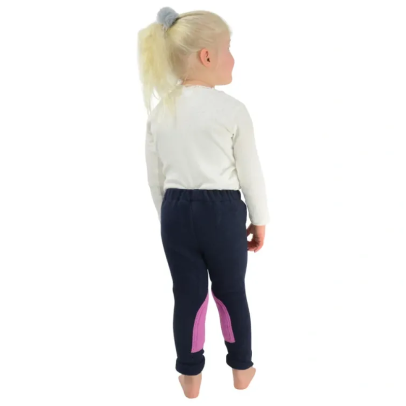 Hy Equestrian Fleece Tots Jodhpurs - Navy/Pretty Pink - XL-1