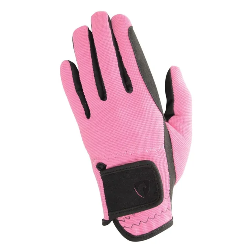 Hy Equestrian Children's Every Day Two Tone Riding Gloves - Black/Pink
