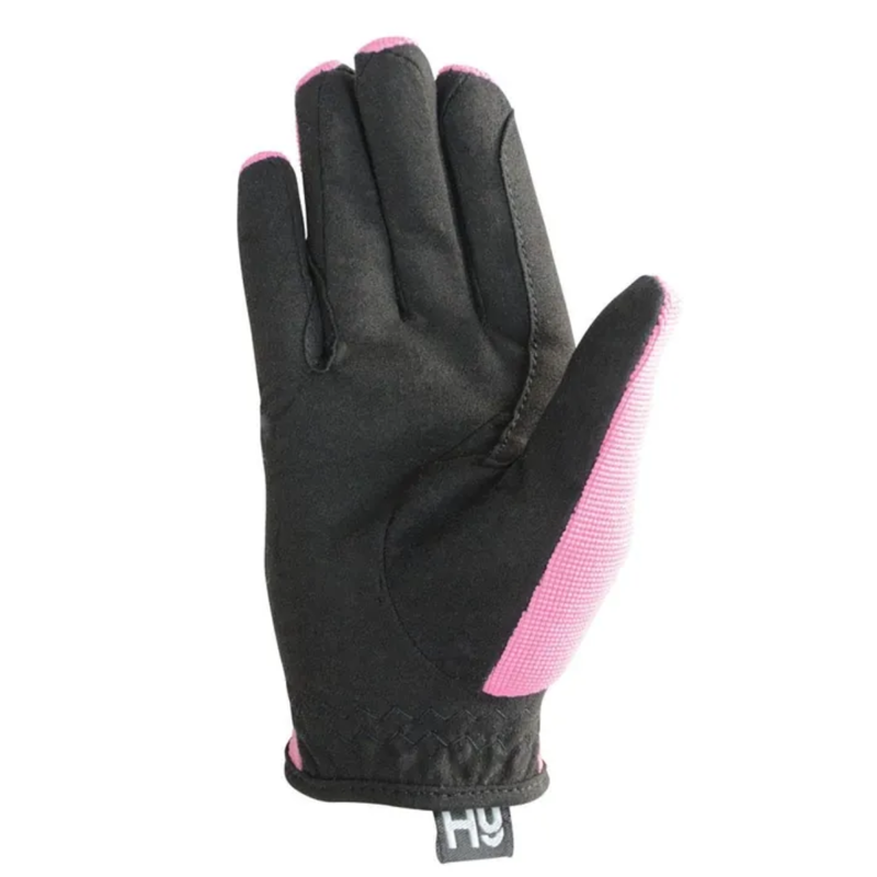 Hy Equestrian Children's Every Day Two Tone Riding Gloves - Black/Pink-1