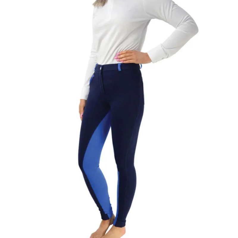 Hy Equestrian Manby Ladies Jodhpurs - Navy/Brilliant Blue - 24 inch
