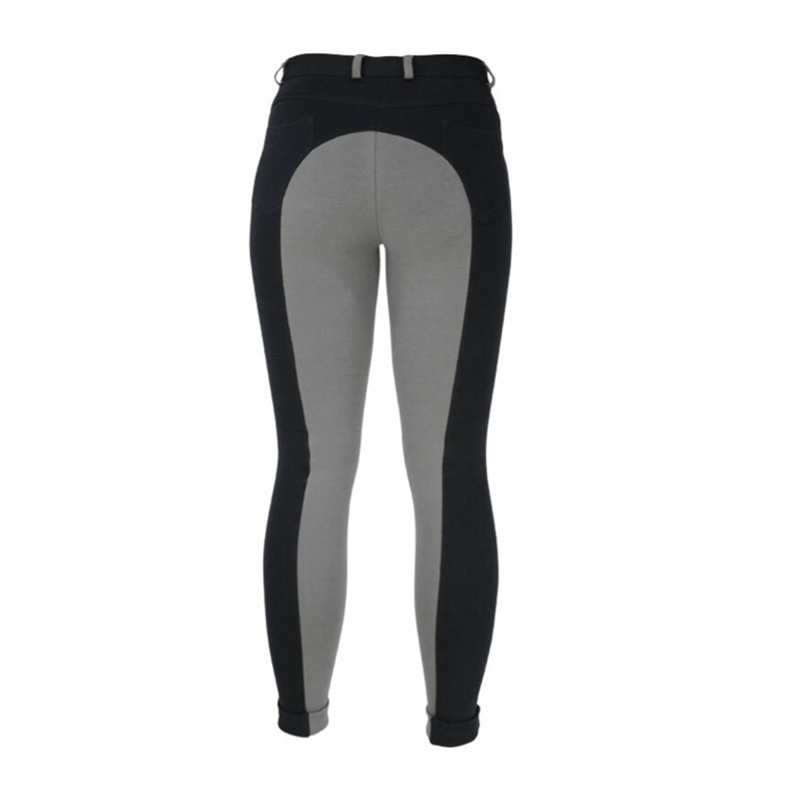 Hy Equestrian Manby Ladies Jodhpurs - Black/Grey - 24 inch-2