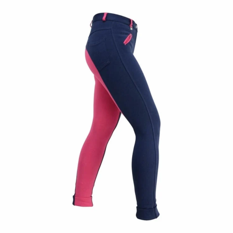 Hy Equestrian Manby Ladies Jodhpurs - Navy/Raspberry - 24 inch-1