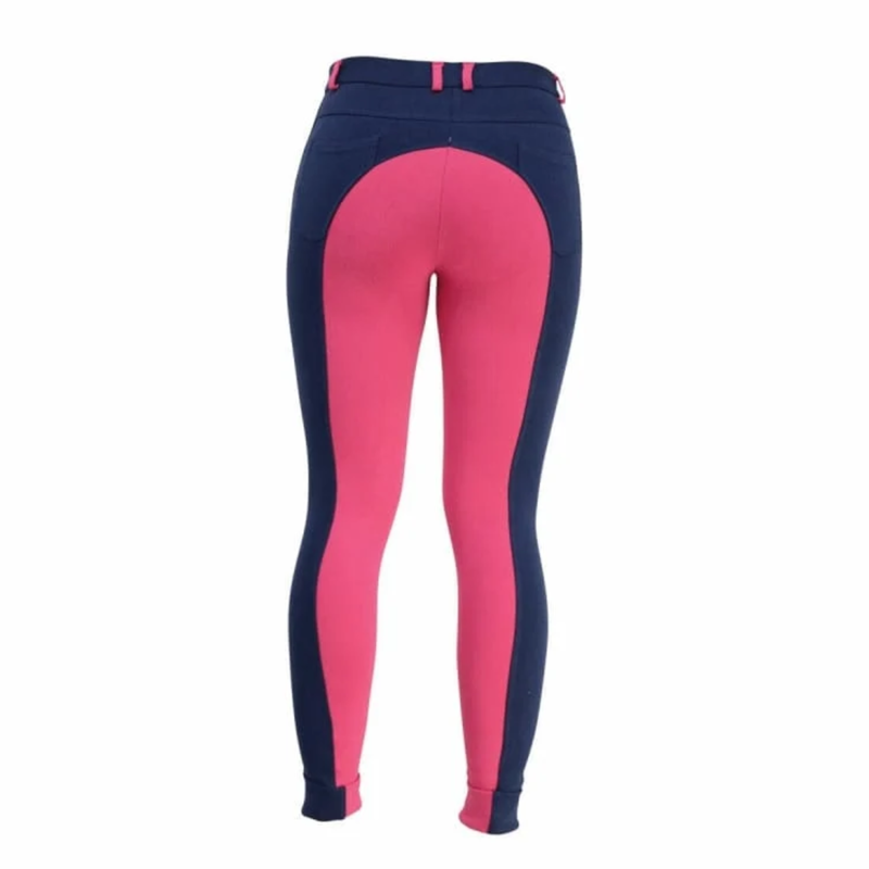 Hy Equestrian Manby Ladies Jodhpurs - Navy/Raspberry - 24 inch-2