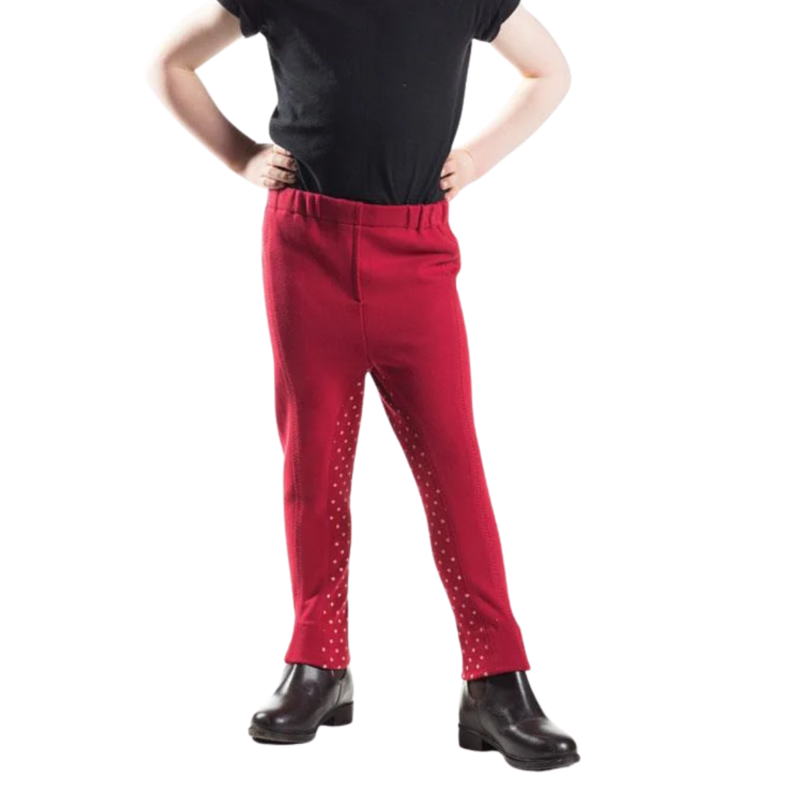 Hy Equestrian Dotty Tots Jodhpurs - Red/Champagne Polka Dots - XXL