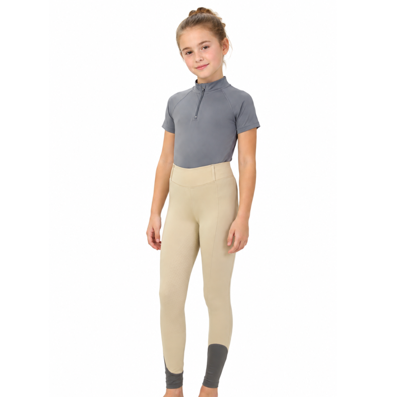 Hy Sport Active Young Rider Riding Tights - Beige/Pencil Point Grey