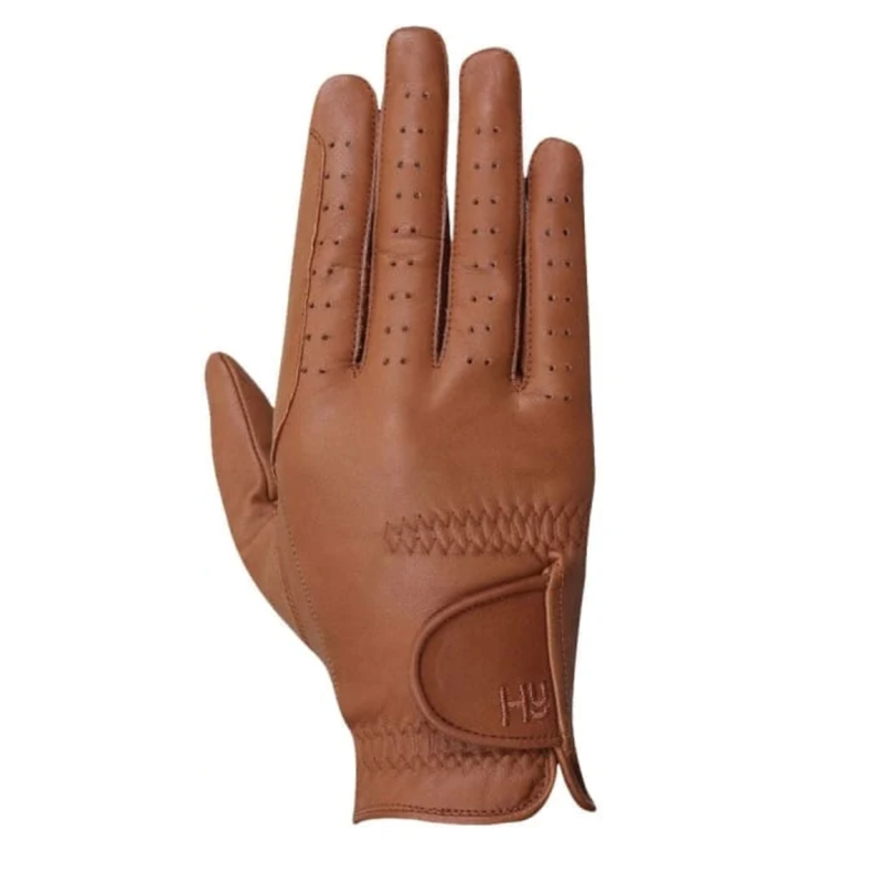 Hy Equestrian Leather Riding Gloves - Light Brown