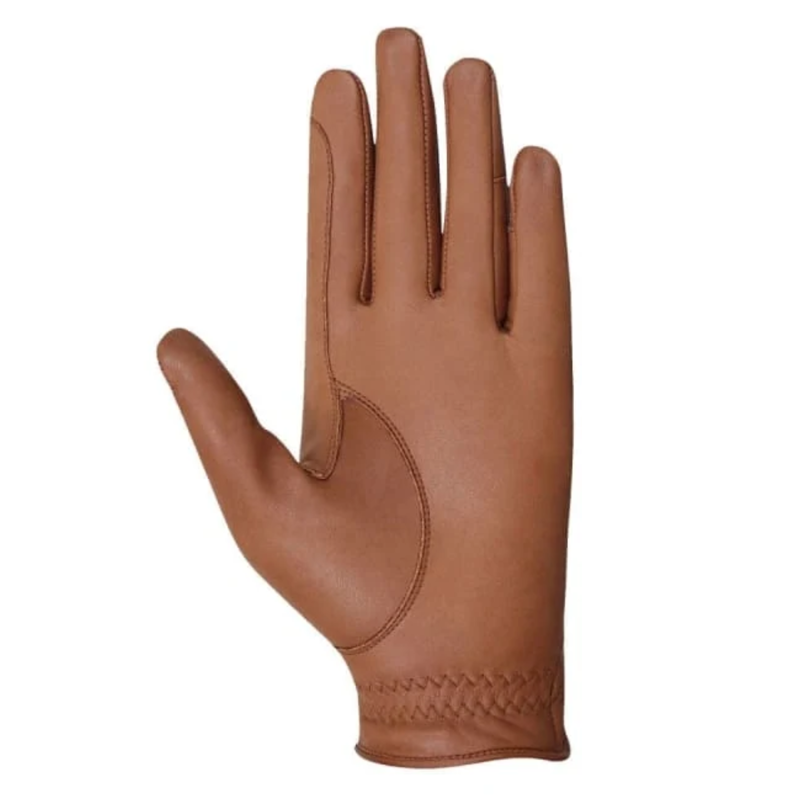 Hy Equestrian Leather Riding Gloves - Light Brown-1