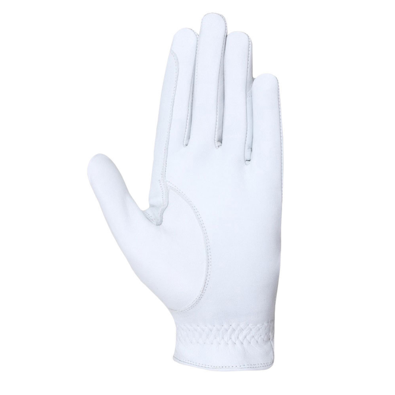 Hy Equestrian Children's Leather Riding Gloves - White-1