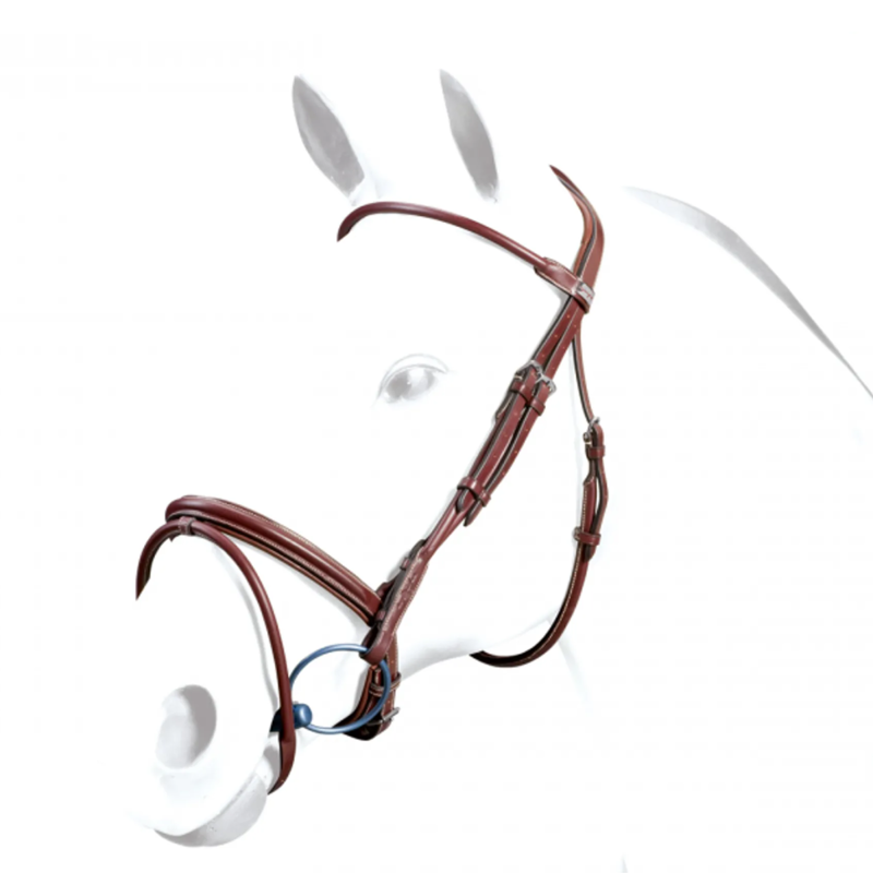 Equipe Flash Bridle With Rolled Leather Brow Band - Brown/Silver