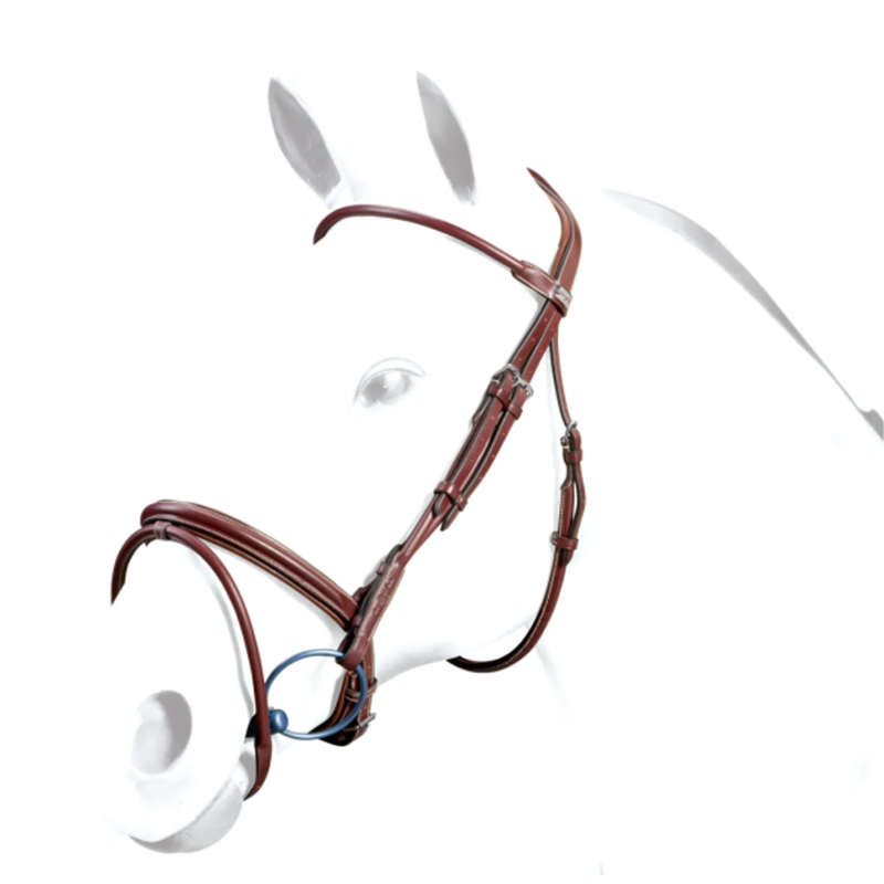 Equipe Flash Bridle With Rolled Leather Brow Band - Black/Silver