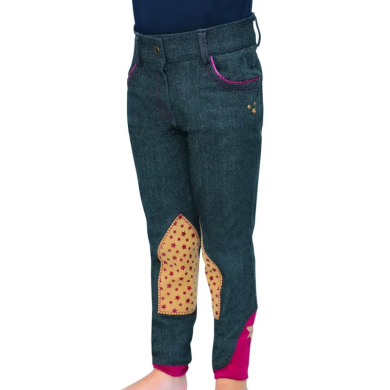 Little Rider Riding Star Collection Denim Jodhpurs - Navy/Burgundy