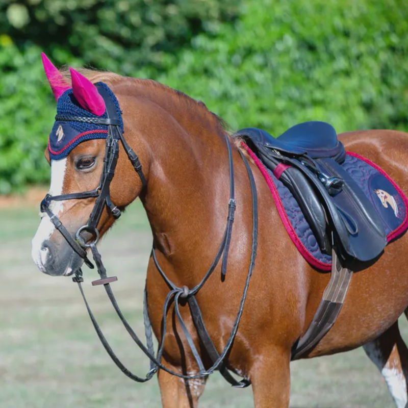 Little Rider Riding Star Collection Fly Veil - Navy/Burgundy-1