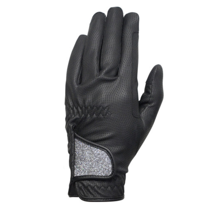 Hy Equestrian Roka Riding Gloves - Black/Silver - XL
