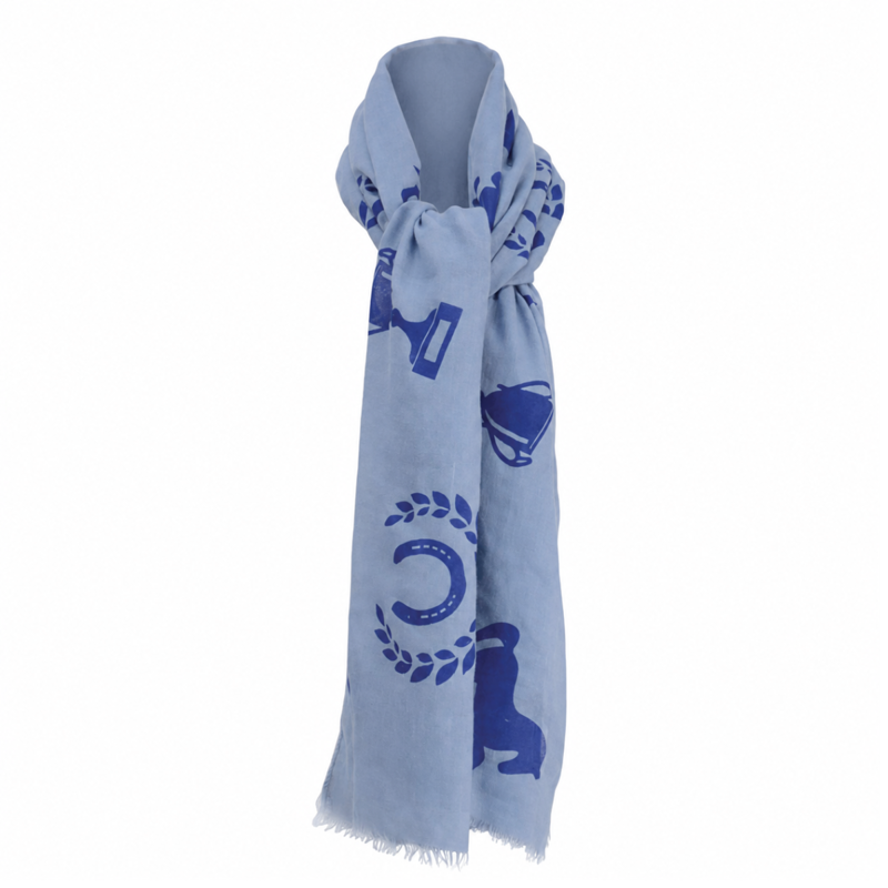 Hy Equestrian Ladies Balmoral Scarf - Light Blue/Royal Blue Print