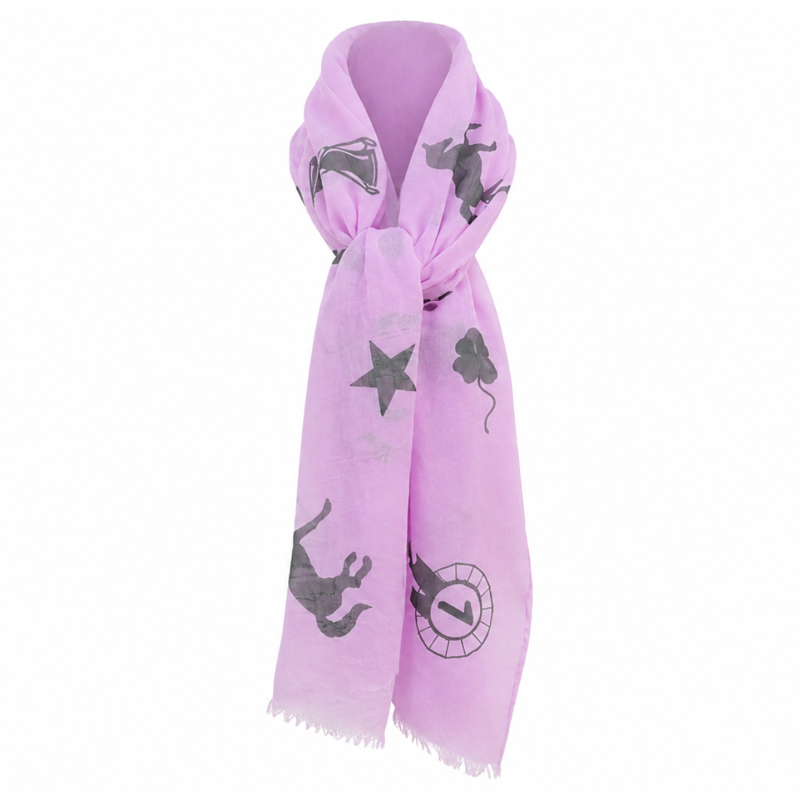 Hy Equestrian Ladies Balmoral Scarf - Pastel Pink/Pale Brown Print-1