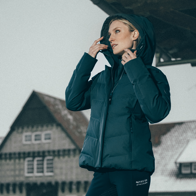 Pikeur Ladies Quilted Waterproof Jacket - Pine Green-3