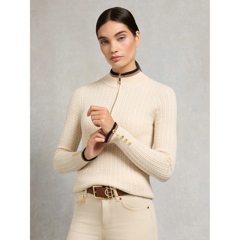 Holland Cooper Zoe Quarter Zip Knit - Almond