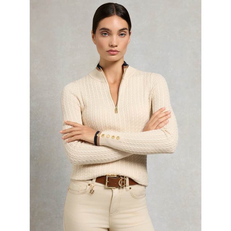 Holland Cooper Zoe Quarter Zip Knit - Almond-1