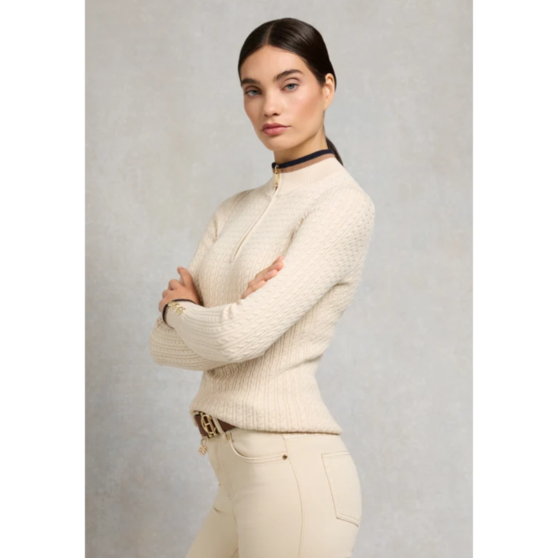 Holland Cooper Zoe Quarter Zip Knit - Almond-2
