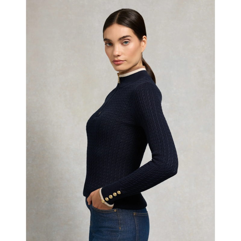 Holland Cooper Zoe Quarter Zip Knit - Ink Navy-1