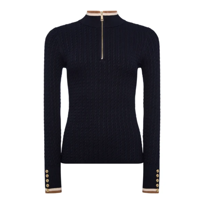 Holland Cooper Zoe Quarter Zip Knit - Ink Navy-5