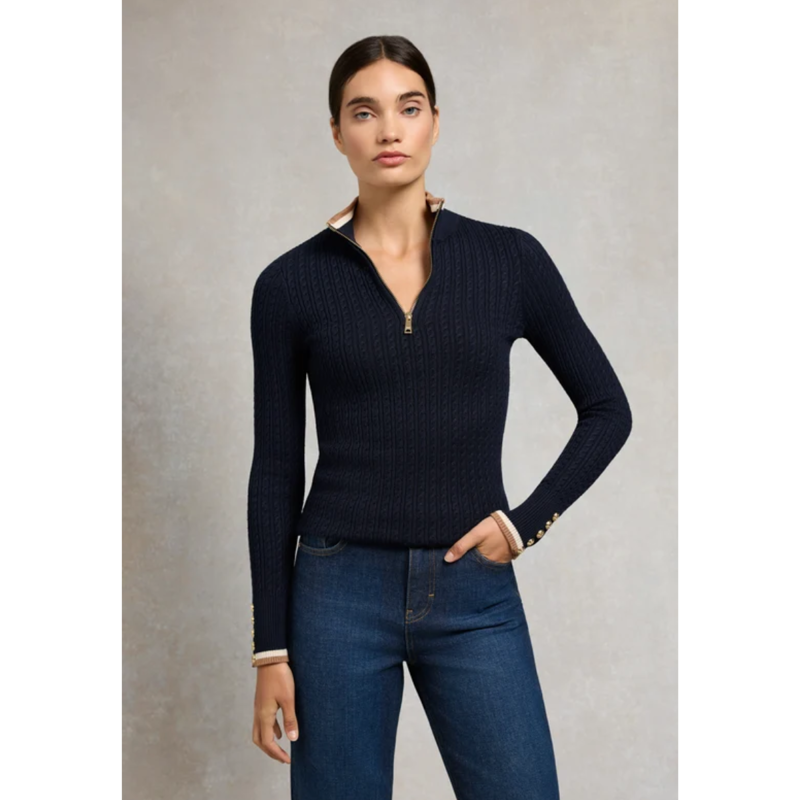 Holland Cooper Zoe Quarter Zip Knit - Ink Navy-2