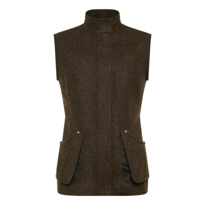 Holland Cooper Country Classic Tweed Gilet - Dark Green Herringbone-3