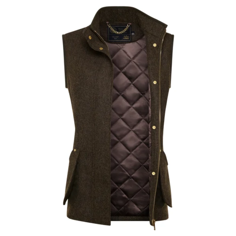 Holland Cooper Country Classic Tweed Gilet - Dark Green Herringbone-4