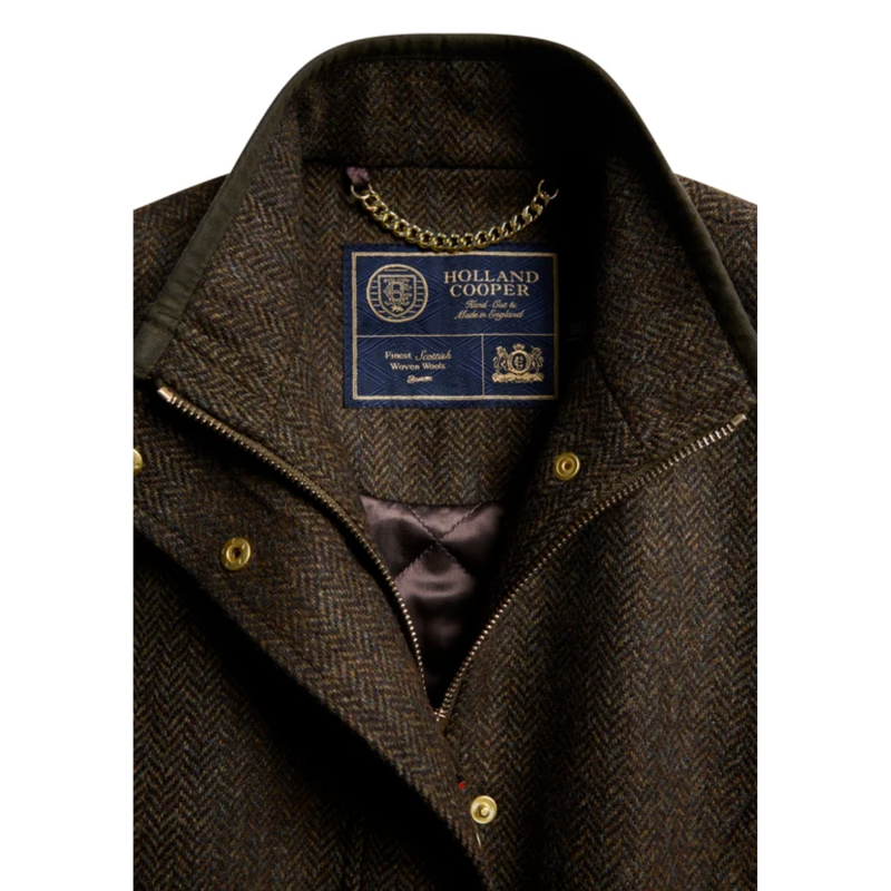 Holland Cooper Country Classic Tweed Gilet - Dark Green Herringbone-5