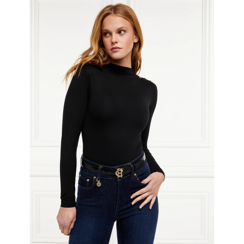 Holland Cooper HC Classic Slim Belt - Black Croc-1