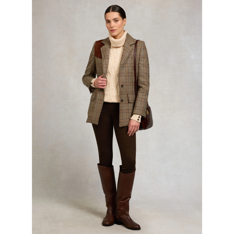 Holland Cooper Single Breasted Field Blazer - Bourbon Tweed-1