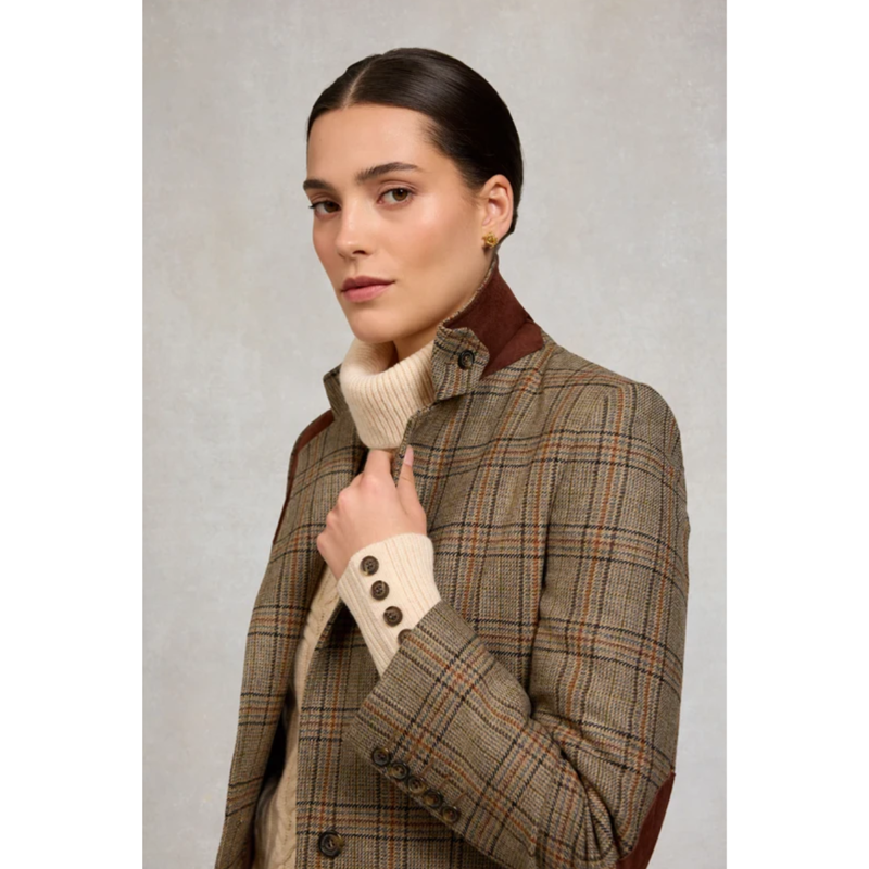Holland Cooper Single Breasted Field Blazer - Bourbon Tweed-2