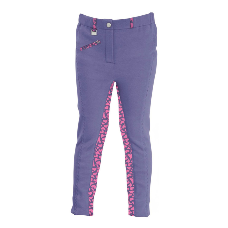 Hy Equestrian Love Hearts Children's Jodhpurs - Insignia/Deep Pink Hearts - 28 inch