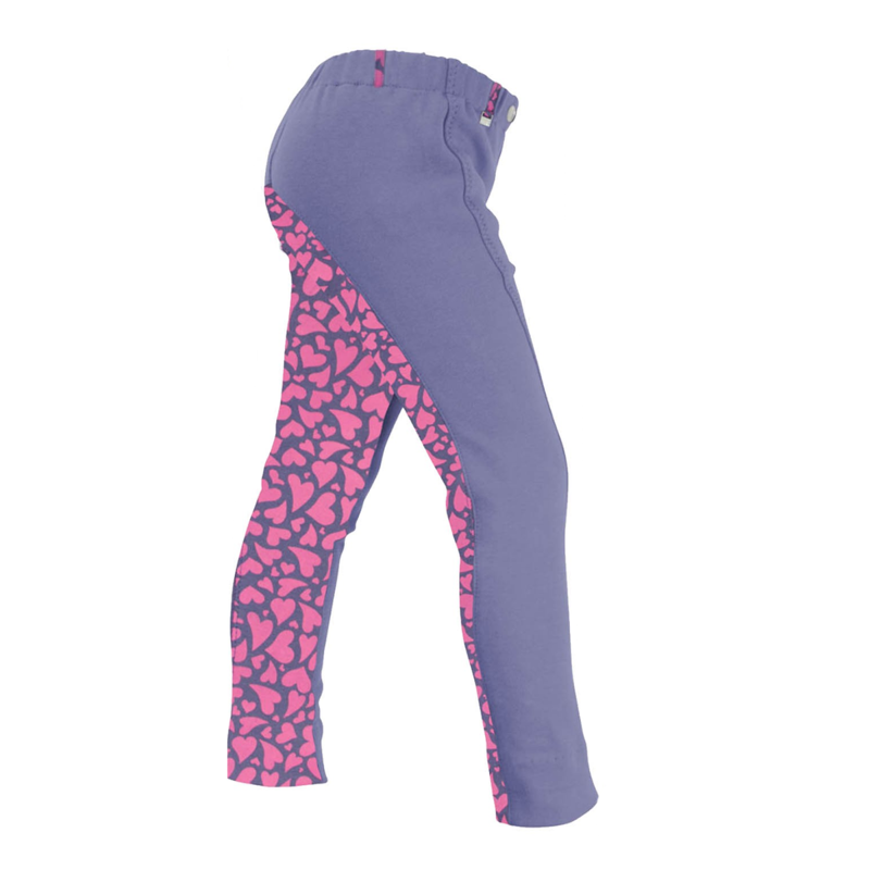 Hy Equestrian Love Hearts Children's Jodhpurs - Insignia/Deep Pink Hearts - 28 inch-2