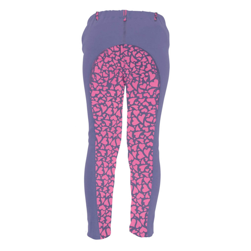 Hy Equestrian Love Hearts Children's Jodhpurs - Insignia/Deep Pink Hearts - 28 inch-1