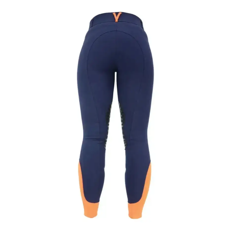 Hy Equestrian Sports Active Ladies Breeches - Navy/Orange-1