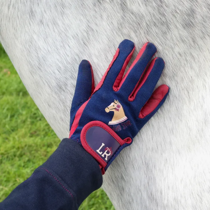 Little Rider Children's Riding Star Collection Riding Gloves - Navy/Burgundy-2