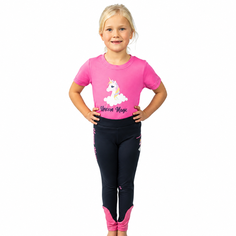 Unicorn Magic Riding Tights by Little Rider - 9-10 Yrs - Navy/Pink