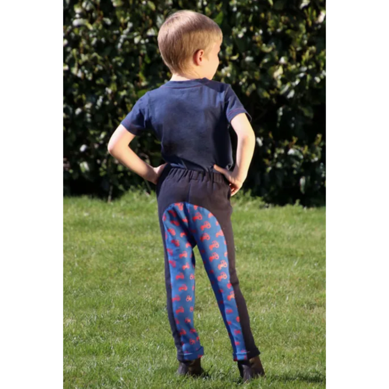 Hy Equestrian Tractors Rock Tots Jodhpurs XL - Navy/Royal Blue/Red-3