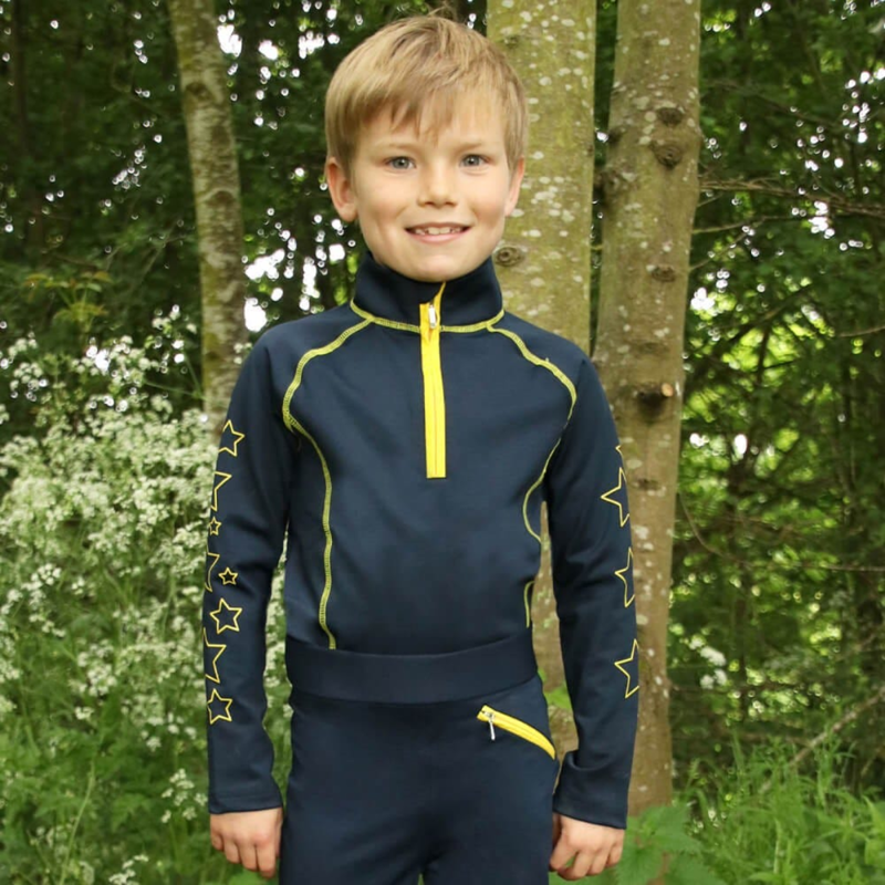 Hy Equestrian Stella Children's Base Layer - Navy/Yellow