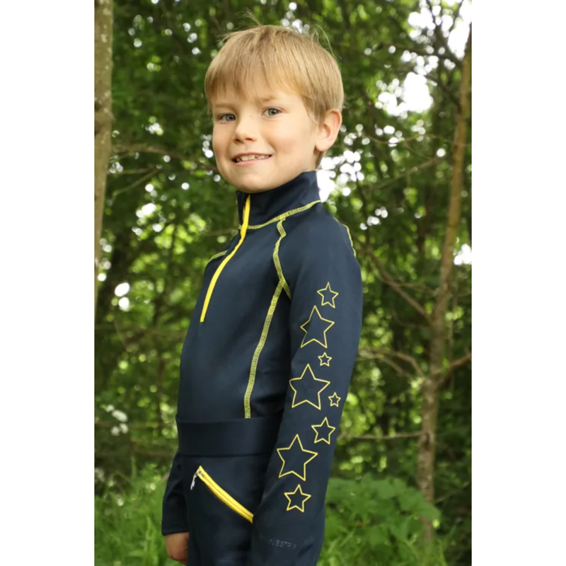 Hy Equestrian Stella Children's Base Layer - Navy/Yellow-1