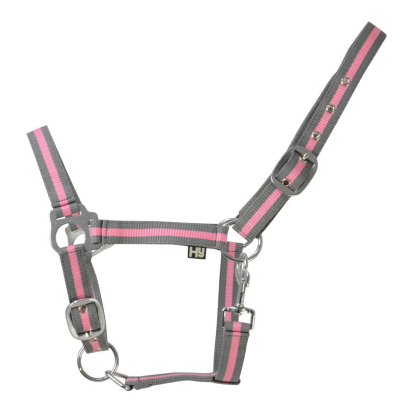 Hy Equestrian Economy Plus Two-Tone Head Collar - Grey/Baby Pink